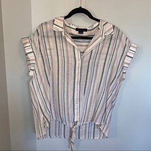 Sanctuary Striped Tie Top, L